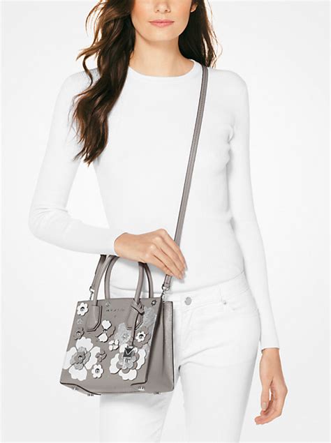 Mercer Floral Embellished Pebbled Leather Crossbody Bag